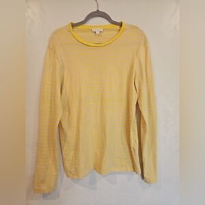 Cos Yellow and Beige Striped Long Sleeve Top 100% Cotton Womens US Size Medium.
